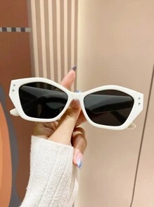 Gafas de sol de ojo de gato asimétricas con marco geométrico retro, de plástico de estilo clásico de moda unisex, decoración para exteriores, viajes, playa y vacaciones con protección UV