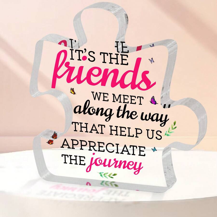 1塊帶語錄的亞克力拼圖牌,婚禮生日萬聖節感恩節聖誕節送給朋友的禮物,節日配件,生日派對用品,生日禮物,友誼藝術工藝飾品,家居裝飾,派對裝飾用品,適用於朋友家庭辦公室 - 無色 - 查看 1