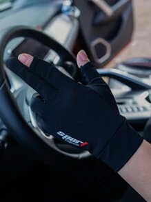 1 Pair Men's Thin Two-Finger Glove, UV Protection, For Cycling, Driving, Fishing, Outdoor Activities In Summer