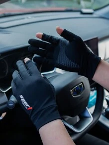 1 Pair Men's Thin Two-Finger Glove, UV Protection, For Cycling, Driving, Fishing, Outdoor Activities In Summer