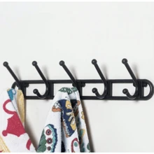 Cabideiro de Parede preto com 5 ganchos, cabide para toalha, roupas, multiuso, gancho de parede.