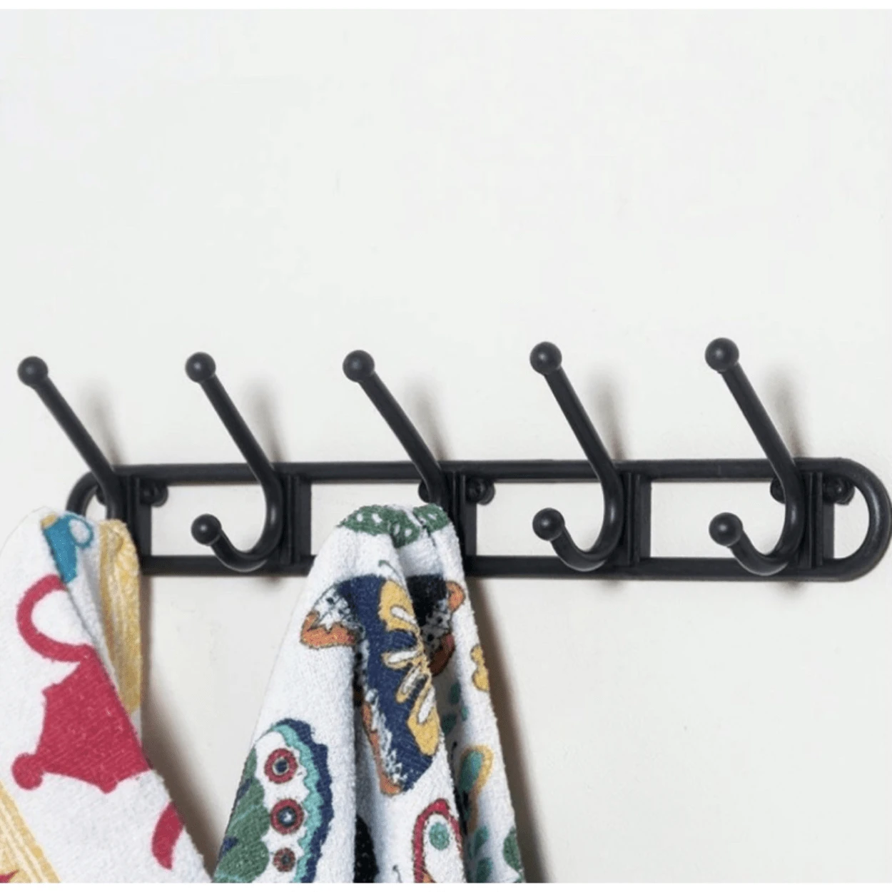 Cabideiro de Parede preto com 5 ganchos, cabide para toalha, roupas, multiuso, gancho de parede.
