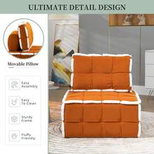 HOMEFUN Upholstered Deep Seat Armless Accent Single Lazy Sofa Lounge Arm Chair,Comfy Oversized Leisure Barrel Chairs For Living Room/Office/Meetingroom/Aparment/Bedroom Furniture Set - 橘色 - 查看 3