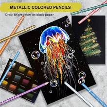 50/72 Piezas De Lápices De Colores Metálicos, Con Núcleo Blando Y Colores Vibrantes, Ideal Para Dibujar, Mezclar, Esbozar, Sombrear Y Colorear Para Principiantes Y Adultos - Multicolor - Ver 10