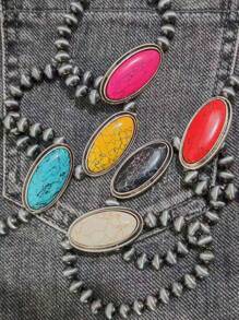 1 Stück Armband Im Vintage-western-stil Mit Mehrfarbigem Stein Und Wildem Cowboy-stil