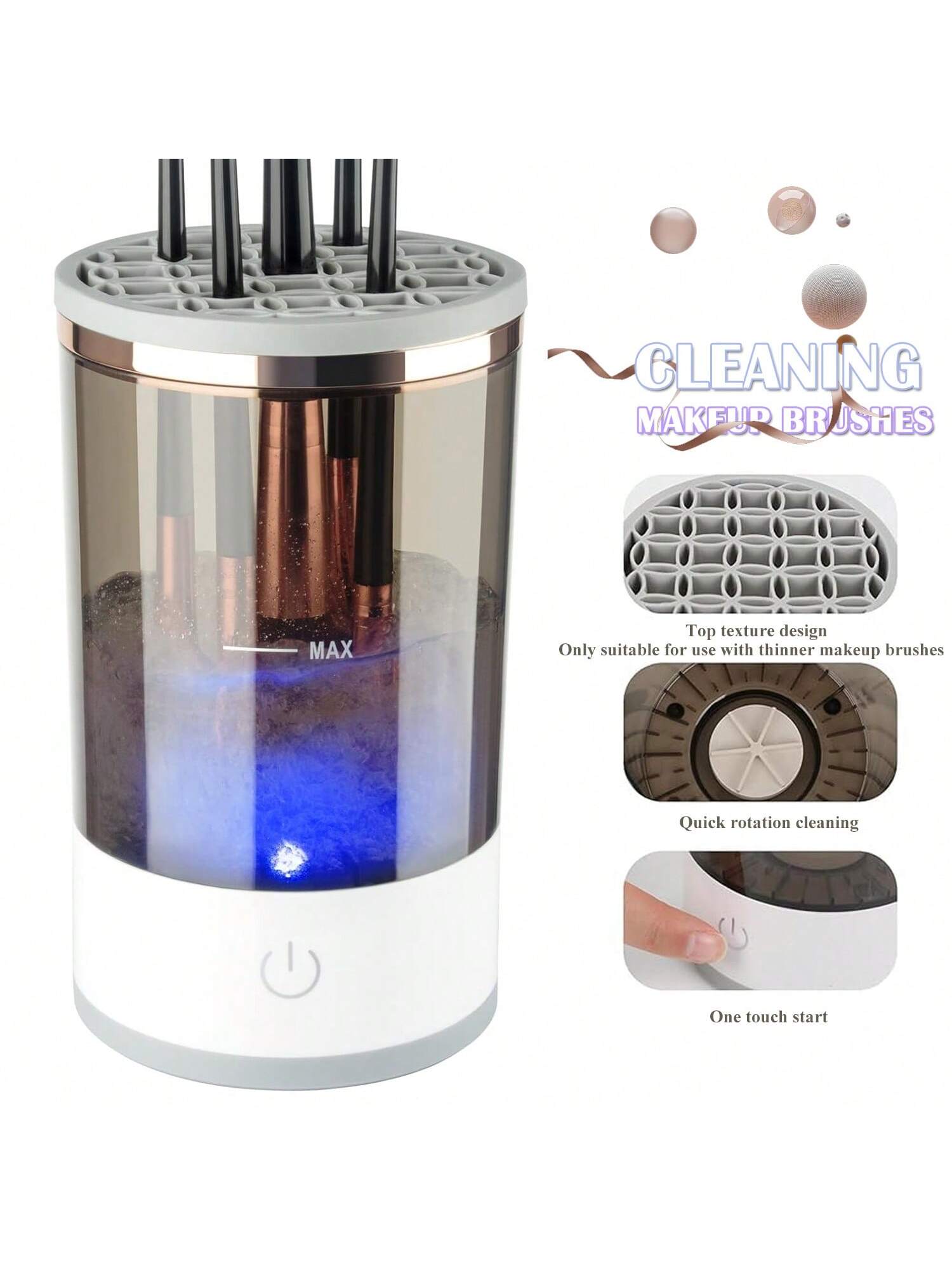 منظف فرش مكياج ثلاثي الوظائف، قابل للتطبيق على الف...