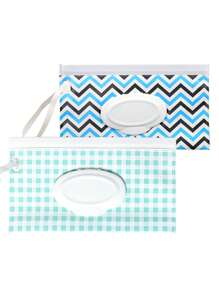 2pcs/1pc Baby Wet Wipes Pouch, Portable Resealable Wet Wipe Dispenser Bag For On-The-Go, Baby Hand & Mouth Tissue Storage Box (Random 2pcs Sent) - Multicolor - View 4