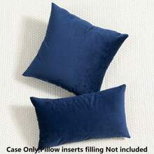 4pcs Simple Solid Color Short Plush Skin-Friendly Pillowcase Without Filling - Navy Blue - View 4