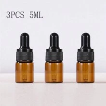 3pcs 5ml 10ml 15ml 20ml Amber Glass Dropper Bottle Jars Vials With Black Cap For Essential Oil Perfume Sample Bottle Aromatherapy Cosmetic Perfume Essential Oil Bottles - Brown - View 10