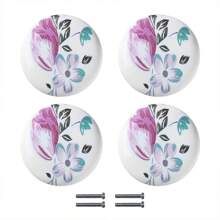 4pcs Ceramic Cabinet Handles, European Style, Single Hole, Furniture Hardware Drawer Pulls - W-03 - View 1