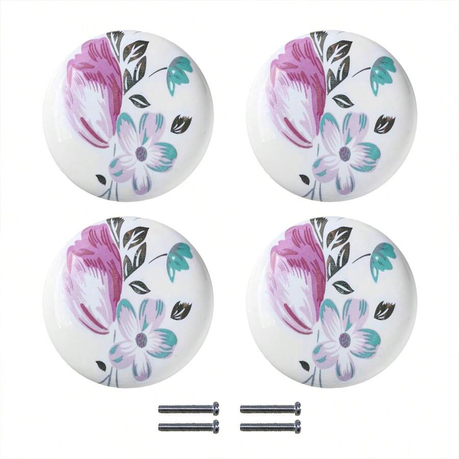 4pcs Ceramic Cabinet Handles, European Style, Single Hole, Furniture Hardware Drawer Pulls - W-03 - View 1