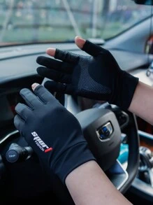 1 Pair Men's Thin Two-Finger Glove, UV Protection, For Cycling, Driving, Fishing, Outdoor Activities In Summer