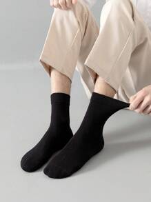 10đôi Nam Đen Màu sắc Đơn giản & Thoải mái Vớ giữa bắp chân Đối với Tất cả các mùa - màu đen - Xem 3