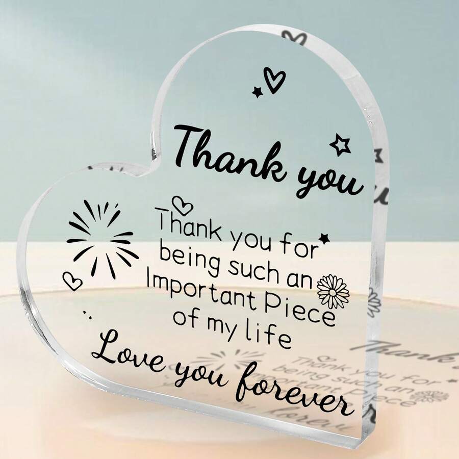 1入心形亞克力透明匾額,特別感謝友誼禮物,適用於朋友、家人、兒子、女兒、知己、女性、男性、同事、最好的朋友禮物、畢業禮物、生日聖誕禮物,送行禮物、分手禮物、退休禮物、出國禮物,員工或最好的朋友退休/離開/告別/辭職,退休派對裝飾、有趣禮物、感人的禮品建議,家居辦公室裝飾禮物、桌面裝飾、紀念禮品、藝術工藝品禮物 - 彩色 - 查看 1