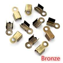 100pcs Cove Clasps Cord End Caps String Ribbon Leather Clip Tip Fold Crimp Bead Connectors For DIY Jewelry Making Findings
