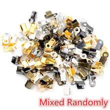 100pcs Cove Clasps Cord End Caps String Ribbon Leather Clip Tip Fold Crimp Bead Connectors For DIY Jewelry Making Findings