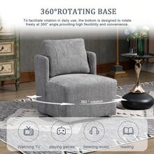HOMEFUN Swivel Barrel Chair, Comfy Round Accent Sofa Chair For Living Room, 360 Degree Swivel Barrel Club Chair, Leisure Arm Chair For Nursery, Hotel, Bedroom, Office, Lounge - 灰色 - 查看 4
