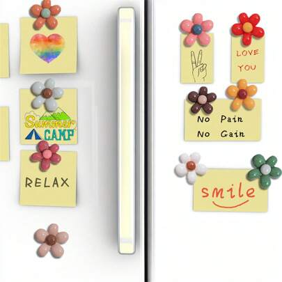 10pcs/20pcs/30pcs Creative Back To School Candy Color 5-Petal Flower Fridge Magnets, Kitchen Decorative Refrigerator Stickers