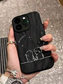 1 Ốp Điện Thoại Tpu Gấp 3D Thời Trang, Họa Tiết Nhăn, Thiết Kế Cặp Đôi Tương Thích Với IPhone Màu Đen Mờ - màu đen - Xem 4