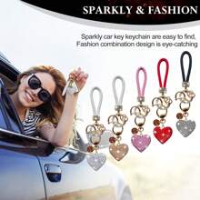 Party Crystal Car Keychain For Women With Sparkly Rhinestone Heart Shape Keychains Accessories, Pretty Keychain For Girls, Birthday Christmas Easter Valentine's Day Mother's Day Gifts Car Accessories Bag Charm Backpack For School Cute Goth Y2k Halloween Accessories Teachers Day Gift Ideas Bag Accessories Lanyards With Id Holder Car Accessories Bag Charms Car Accessories Friend Sister - Multicolor - View 12