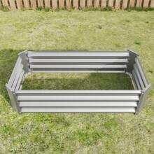 Galvanized Raised Garden Bed Kit, Galvanized Planter Garden Boxes Outdoor Flowers Plants, Vegetables Herb Rectangle Large Metal For Vegetables Flowers Plants Herb Large Outdoor Raised Planter Box Kit, Black/Green/Silver - 銀色 - 查看 5