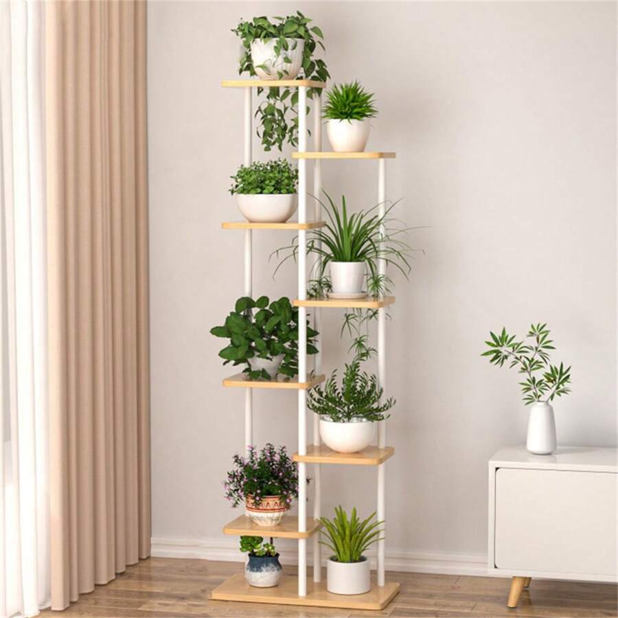 1 件分層植物架架,適合室內、客廳、室外園藝。多層式陽台花卉展示。不含植物、花盆或其他配件。 - 杏色 - 查看 1