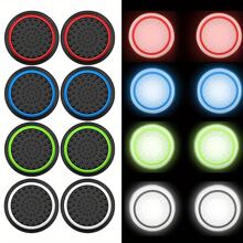 4PCS Replacement Silicone Analog Controller Joystick Luminous Thumb Stick Grips Caps Cover Compatible With PS4 PS3 PS2 One/360 Game Controller - Transparent Black - View 2
