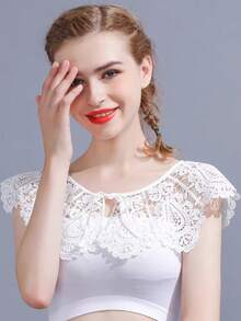 1 chiếc khăn choàng nữ màu đen trắng thêu hoa viền - Nhiều màu - Xem 2