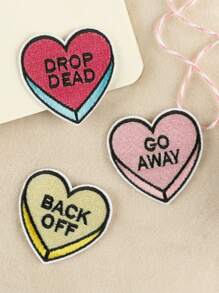 1 Juego De 3 Parches Bordados Con Forma De Corazón Para Ropa Diy Y Accesorios De Sombreros