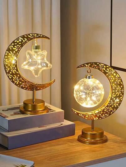 1 st Iron Art Galler Hollow Ball Star Lamp, Holiday Decor Light, Home Decor Night Light, Bordslampa, Sovrum Ambiance Light, Office Skrivbord, Festival, Sovrum, Sängbord, Vardagsrumsbelysning Dekor