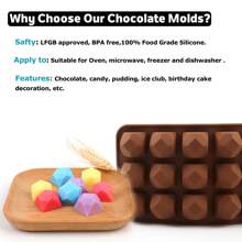 1pc Silicone Chocolate & Candy & Diamond Shaped Non-Stick Mold, Great For Iced, Candy, Jelly, Soap, Hard Candy, Cake Making