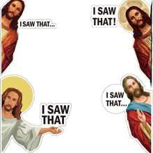 Jesus I Saw That Aufkleber PET Jesus Aufkleber Auto Aufkleber Lustig für Auto Fahrzeug LKW Fenster Laptop Wasserflasche Stoßstange Skateboard Computer Rucksack Zubehör, Aufkleber, Wandtattoo, Vinylaufkleber für Heimdekoration, Frühlingsdekoration Artikel um Ihr Zuhause aufzufrischen, Rama Dekorationsaufkleber