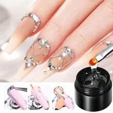 XEIJAYI 4pcs Super Strong Adhesive Nail Gel, Removable UV Gel, Suitable For Gems, Jewelry, Diamonds, Pearls, Nail Art Decoration - 無色 - 查看 8