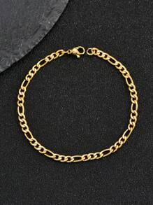 1件時尚精美不鏽鋼手鐲,男士日常生活必備 - 金黃色 - 查看 1