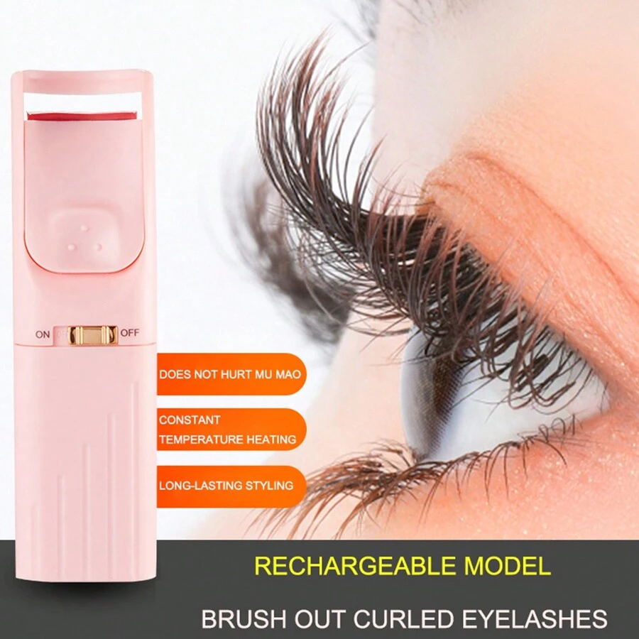 Mini Portable Electric Heated Eyelash Curler - Baby Pink - View 1