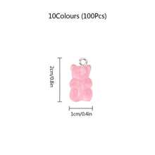 100入組樹脂小熊糖吊墜,彩色小熊糖造型吊飾,卡通小熊鑰匙扣、項鍊吊環魅力吊墜、可愛手鍊配件,適合兒童diy手工藝品 - 彩色 - 查看 2