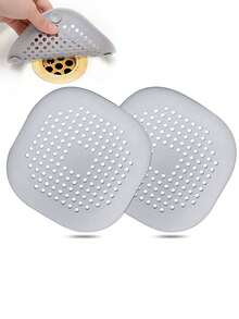 2入組矽膠地漏蓋,水槽廚房防堵塞排水器,浴室排水器,抗頭髮堵塞濾網,適用於浴缸和廚房,浴室工具 - 灰色 - 查看 3