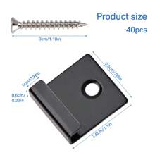 40入組複合木地板卡扣,不鏽鋼隱藏式固定木板卡扣與固定螺絲,帶凹槽木地板卡扣,黑色wpc卡扣,複合木地板的通用起始卡扣