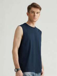 Men Tank Tops - 藏蓝色 - 查看 1