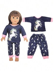 1 pièce de vêtements de poupée de 18 pouces, pyjama de poupée à motif de dessin animé mignon comme cadeau d'anniversaire ou de festival pour filles et garçons, adapté aux poupées fille ou garçon de 18 pouces et autres accessoires de poupée, décoration de la maison