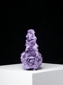 優雅的玫瑰花紋晚宴手袋,適用於婚禮/晚宴,甜美女士錢包,情人節女性禮物（隨機花紋） - 紫色 - 查看 5