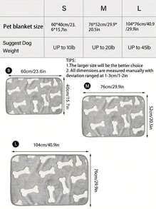 1pc Soft Flannel Grey Pet Blanket With Paw Print & Cute Print For Small And Medium Dogs