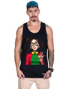 Men Tank Tops - 黑色 - 查看 3