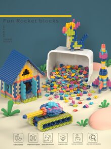 Kids 320pcs Set Building Blocks Construction Toy - Learning Playset STEM Educational Kit Child Branin Development Preschool Kindergarten Toy - Blue - View 1