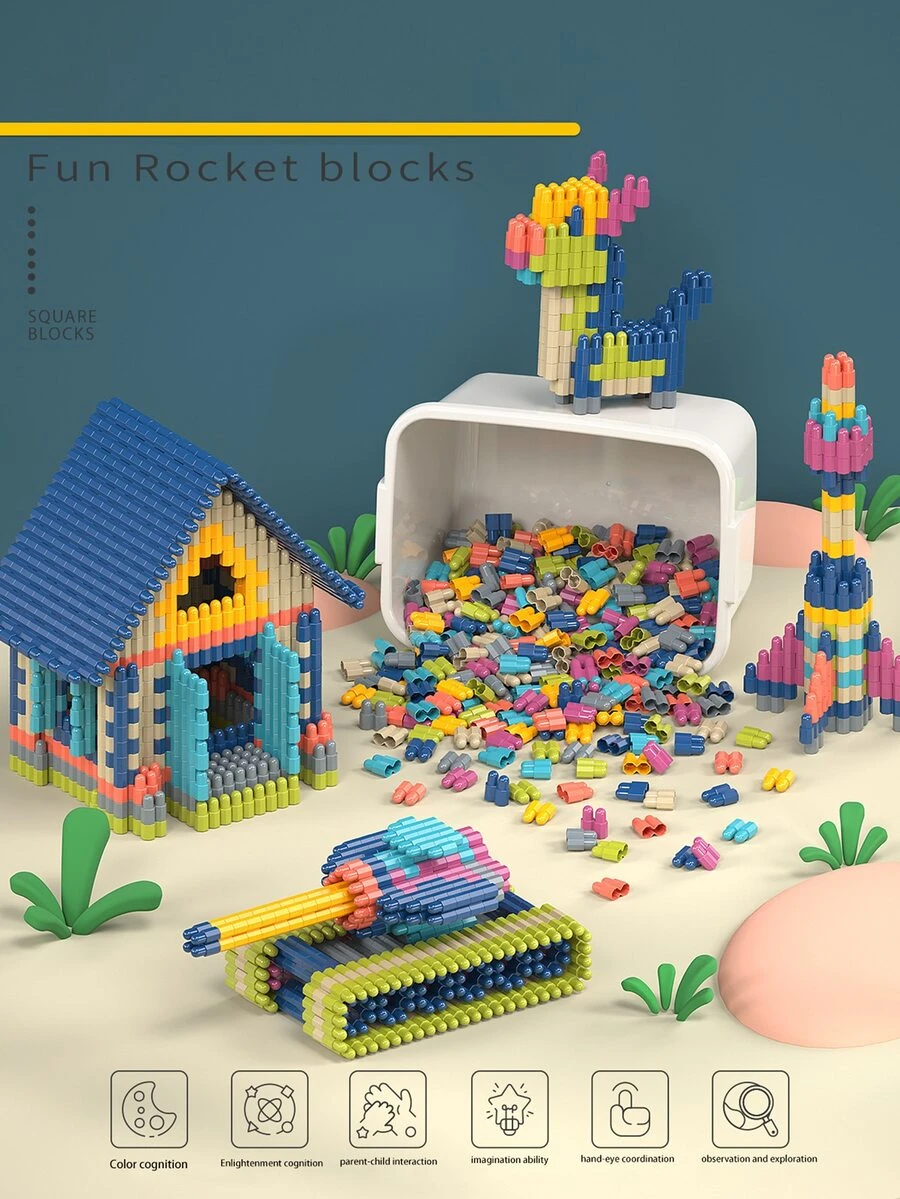 Kids 320pcs Set Building Blocks Construction Toy - Learning Playset STEM Educational Kit Child Branin Development Preschool Kindergarten Toy - Blue - View 1