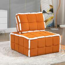 HOMEFUN Upholstered Deep Seat Armless Accent Single Lazy Sofa Lounge Arm Chair,Comfy Oversized Leisure Barrel Chairs For Living Room/Office/Meetingroom/Aparment/Bedroom Furniture Set - 橘色 - 查看 1