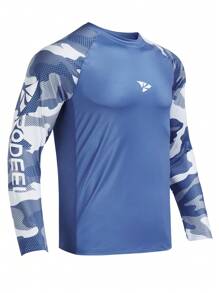RODEEL Long Sleeve Shirts Men UPF 50+ Sun UV Protection Lightweight Quick Dry Moisture Wicking Breathable Cooling Athletic Activewear For Outdoor Hiking Camping Running Biking Fishing Boating Construction Landscaping Sport Gym Workout, Holiday Gift - Màu xanh bụi bặm - Xem 1