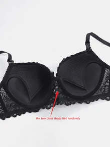 1 Stück Sexy Spitzen Einfassung Push-Up BH mit seitlicher Stütze und Draht zum Zusammenführen, verstellbare Träger, Lingerie