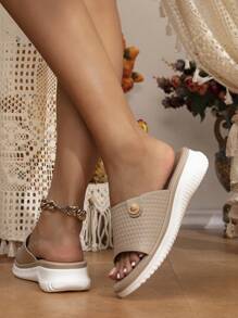 Bohemian New Arrival Korean Style Thick Bottom Flat Women's Shoes, Cross-Border - Apricot - View 3