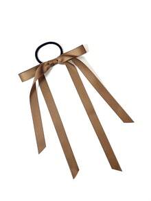 棕色/黑色/粉色雙色緞帶蝴蝶結髮圈,可愛甜美風格,適合中長髮的女性佩戴,可用於綁頭髮和編辮子 - 彩色 - 查看 4